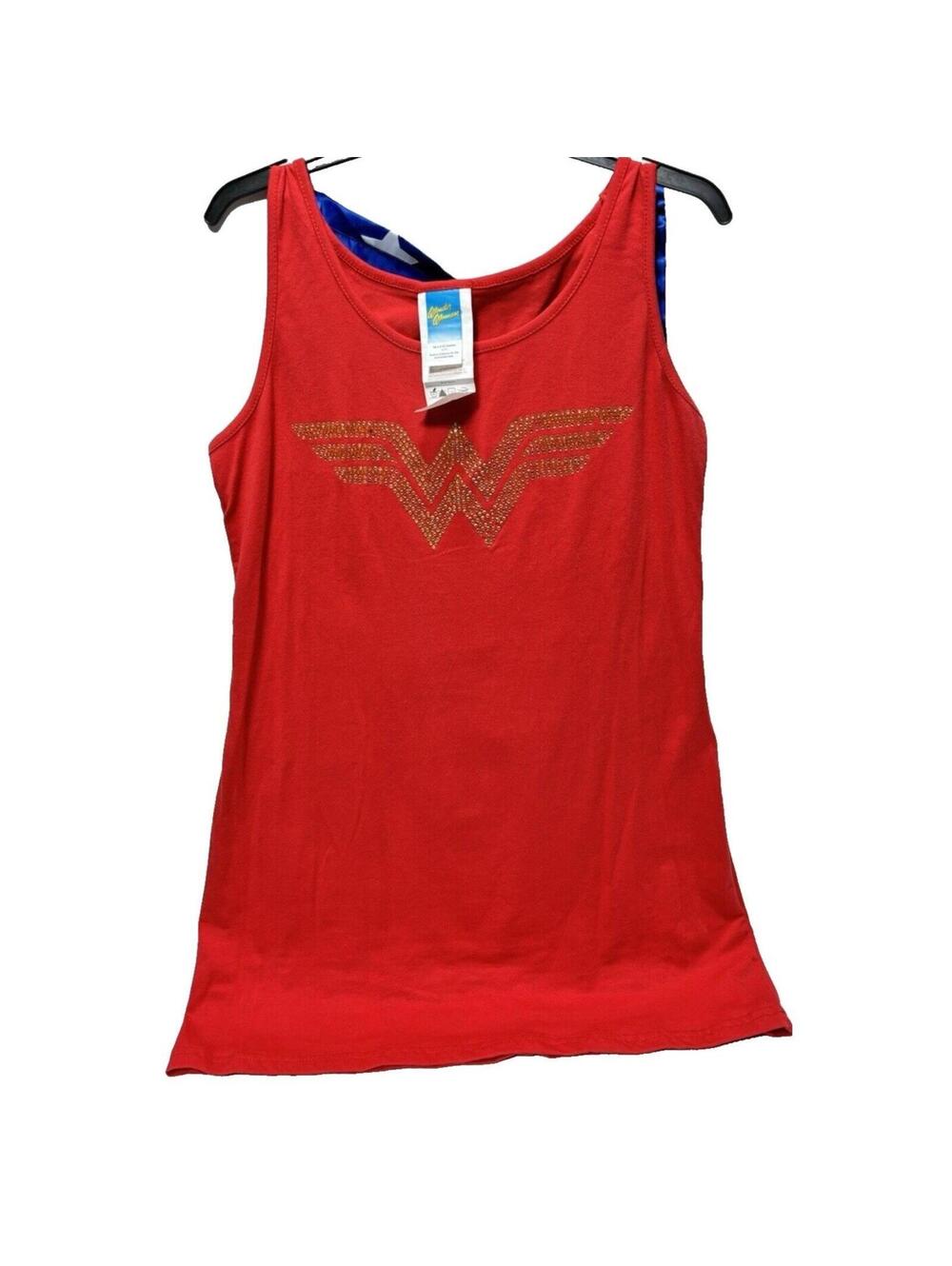 Wonder Woman Costume Girls Size Small Halloween DressUp Top w Blue Star Cape GUC